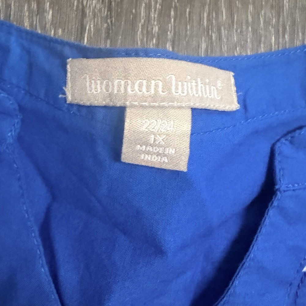 Woman Within Blue Women's 3/4 Sleeve Embroidered Tunic Top Shirt Size 1X - Picture 9 of 9